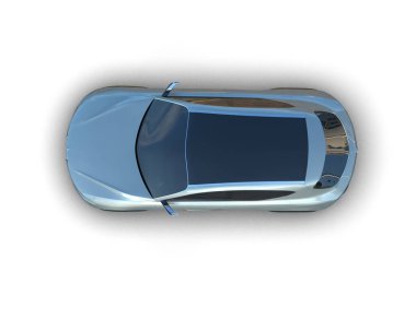 Beyaz arkaplandaki bir arabanın 3 boyutlu canlandırması