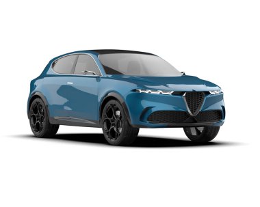 Modern mavi spor araba. 3d illüstrasyon