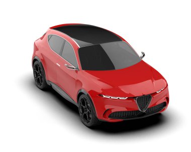 modern elektrikli araba beyazda izole edildi