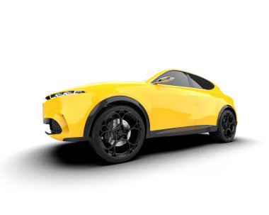 sarı modern spor araba - yan görünüm - ön manzara