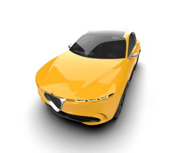 Modern araba arka planda izole edilmiş. 3d oluşturma