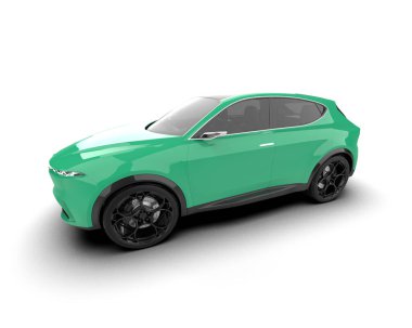 Stüdyo ortamında markasız bir SUV 'un 3 boyutlu çizimi