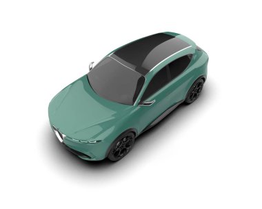 Yeşil bir arabanın 3 boyutlu görüntüsü