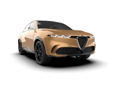 Modern araba arka planda izole edilmiş. 3d oluşturma.
