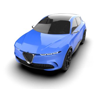 modern araba beyaz arka planda izole edildi. 3 boyutlu çizim - illüstrasyon