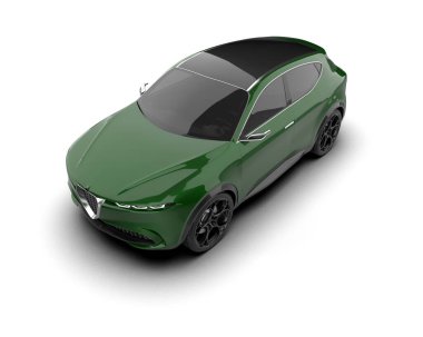 modern elektrikli yeşil araba - konsept 3 boyutlu görüntüleme