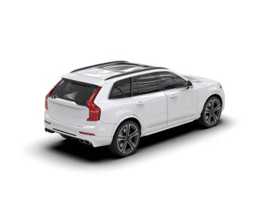 Siyah premium spor arazi aracı beyaz arka planda izole edilmiş. 3 Boyutlu Hazırlama