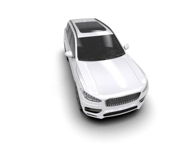 Beyaz lüks araba. 3D görüntü izole edildi