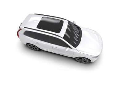 Beyaz arka planda izole edilmiş beyaz modern araba