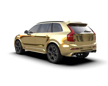 Beyaz bir yüzeyde modern şehir arabası. 3 Boyutlu Hazırlama