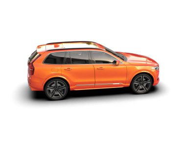 Kırmızı modern SUV arabası. Yan görünüş. 3d illüstrasyon