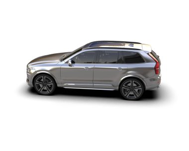 Gri arka planda modern bir araba. 3d oluşturma