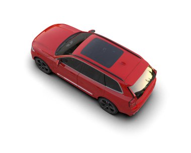 Kırmızı modern araba beyaz arka planda izole edilmiş. 3d oluşturma