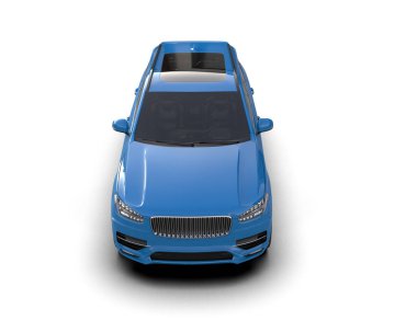 Beyaz arka planda mavi gökyüzü ile izole edilmiş modern lüks araba. 3d oluşturma