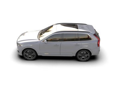 Araba beyaz arka planda izole edilmiş. 3D görüntüleme - illüstrasyon