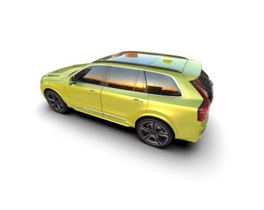 sarı modern araba beyaz arka planda izole