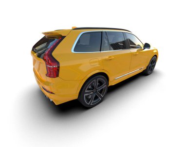 modern araba beyaz arka planda izole edildi. 3 boyutlu çizim - illüstrasyon