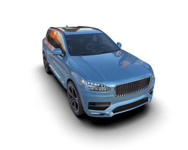 Beyaz arka planda mavi lüks araba.