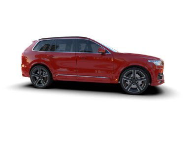 modern araba - kırmızı renk beyaz arkaplanda izole edildi