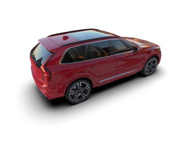 Modern araba beyaz arka planda izole edilmiş. 3 Boyutlu Hazırlama