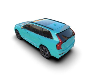 Beyaz arka planda mavi lüks araba.