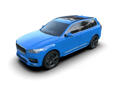 Mavi lüks spor araba. 3d oluşturma.