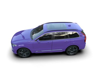 Mavi spor araba beyaz arka planda izole edilmiş. 3d resimleme.