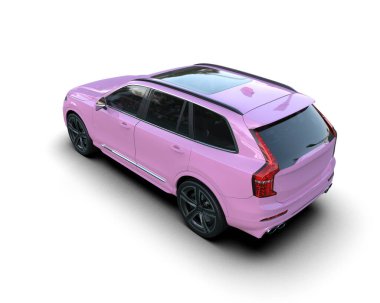 Pembe lüks spor araba beyaz arka planda izole edilmiş. 3d oluşturma.