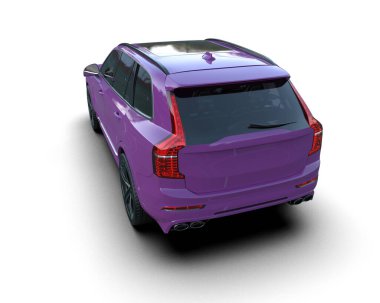 beyaz arkaplanda izole edilmiş araba 3 boyutlu görüntüleme