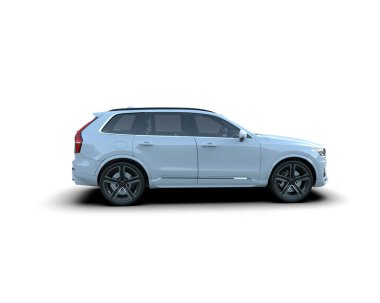 SUV beyaz arkaplanda izole edildi. 3 boyutlu görüntüleme