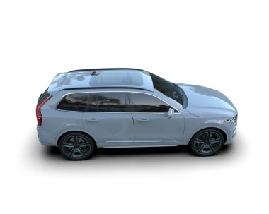 Modern kompakt araba beyaz arka planda izole edilmiş. 3 Boyutlu Hazırlama