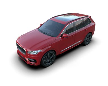 Modern SUV arabası beyaz arka planda izole edildi. 3 boyutlu görüntüleme - 3 boyutlu.