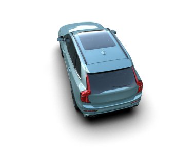 Beyaz arkaplandaki araba, 3 boyutlu görüntüleme