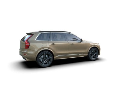 Lüks SUv beyaz arka planda izole edildi. 3 boyutlu görüntüleme - illüstrasyon