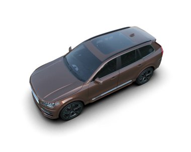 Modern SUV arabası beyaz arka planda izole edilmiş. 3d oluşturma