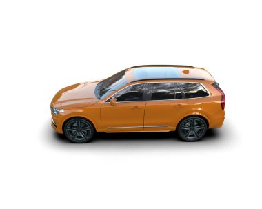 Beyaz arka planda modern şehir taksi vagonu. 3 Boyutlu Hazırlama