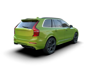 Beyaz arka planda modern lüks bir araba. 3d oluşturma