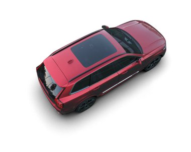 beyaz izole kırmızı araba.