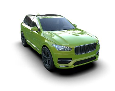 modern yeşil araba beyaz arkaplanda izole