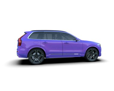 Mor lüks araba beyaz arka planda izole edilmiş. 3d oluşturma.