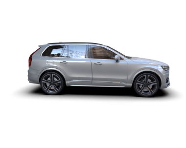 Lüks SUV arabası beyaz arka planda izole edilmiş. 3d illüstrasyon