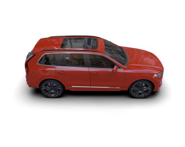 kırmızı araba beyaz arkaplanda izole edildi