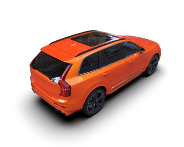 turuncu modern spor araba - üst görünüm.