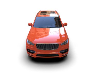 modern şehir arabası beyaz zemin üzerinde izole edilmiş 3 boyutlu görüntüleme