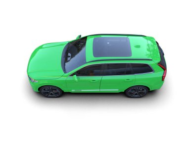 yeşil araba beyaz arkaplanda izole edildi