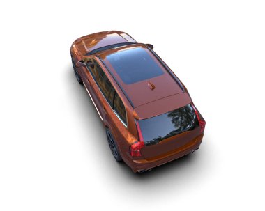 İzole edilmiş beyaz arka planda bir araba. 3d oluşturma.