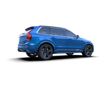 Modern SUV beyaz arka planda izole edildi. 3d oluşturma