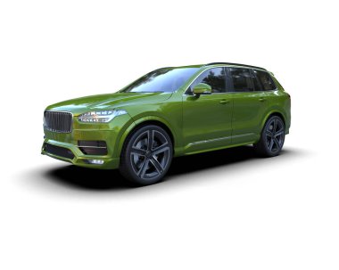 Beyaz izole edilmiş stüdyo arka planında 3 boyutlu lüks araba.