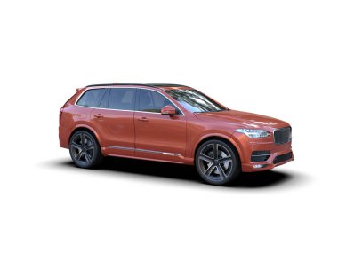 Kırmızı arka planda modern bir araba. 3d oluşturma