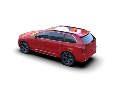 Kırmızı modern lüks araba beyaz arka planda izole edilmiş. 3d oluşturma